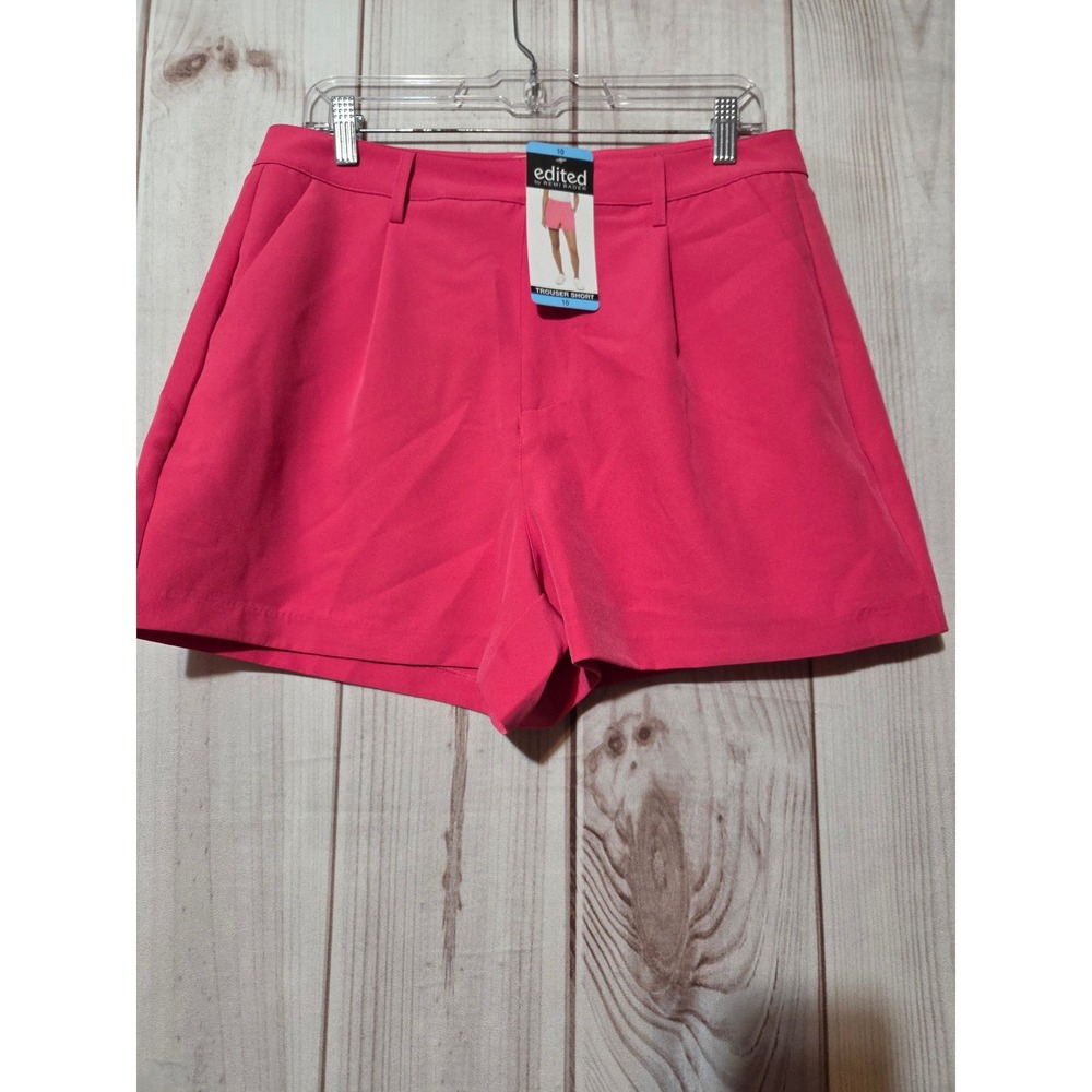 Edited by Remi Bader Womens Pink Trouser Shorts High Rise Pleated Size 10 NWT